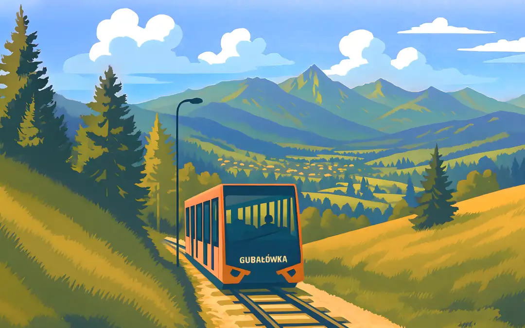 Private Tours from Kraków - Illustration of the Gubałówka funicular in Zakopane with the Tatra Mountains in the background