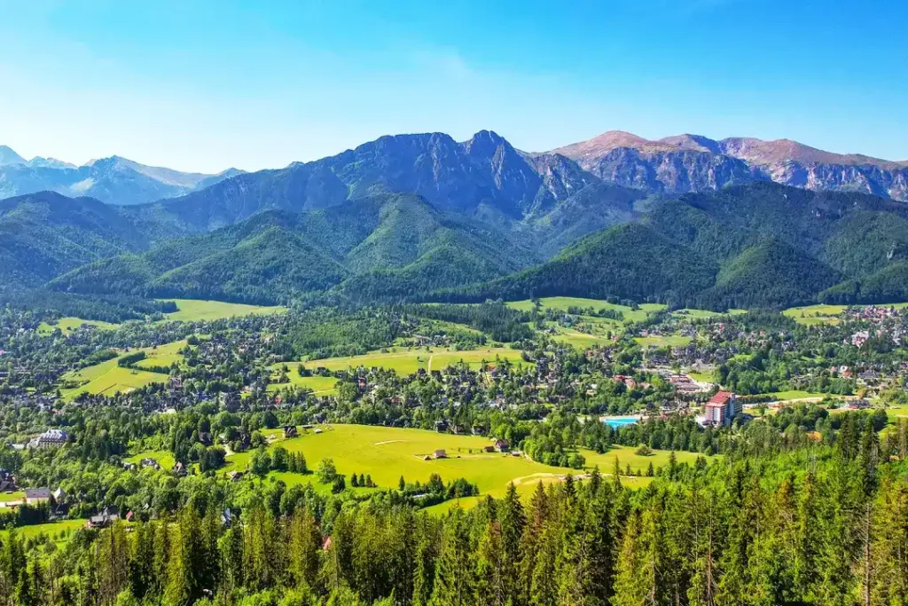 Panoramic view of Zakopane and the Tatra Mountains on a private tour from Kraków